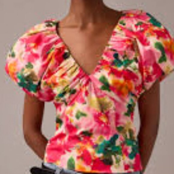 J. Crew Cecily Top in Multi Floral Stretch Cotton Poplin Blend Size 4. - Picture 3 of 9